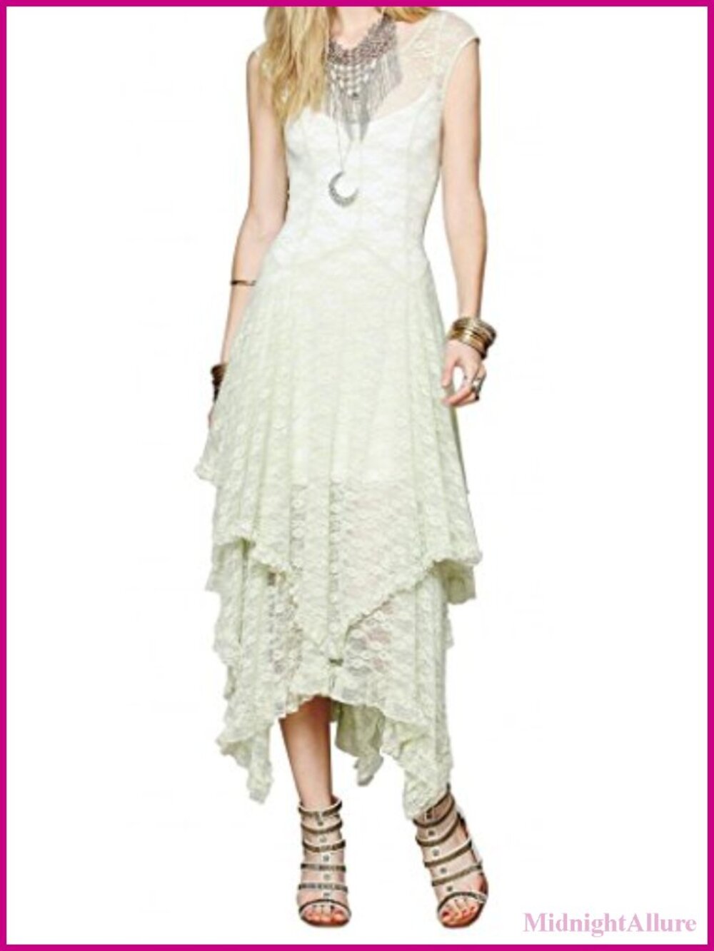 Mint Lace Midi Dress Two Pieces Slip Backless Ruffle